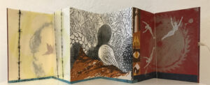 Front facing image of Dreamscapes 2, a six panel accordion book by Nanette Wylde